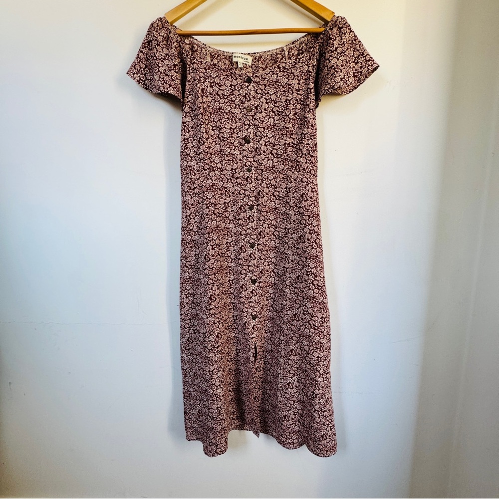 Monteau Dark Red Floral Dress - S